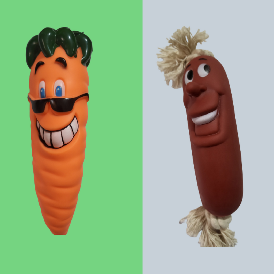 Squeaky carrot and Sausage Chew Toy