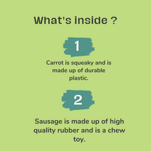 Load image into Gallery viewer, Squeaky carrot and Sausage Chew Toy
