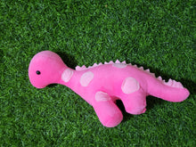 Load image into Gallery viewer, Squeaky Chimpanzee and Dino plush toy
