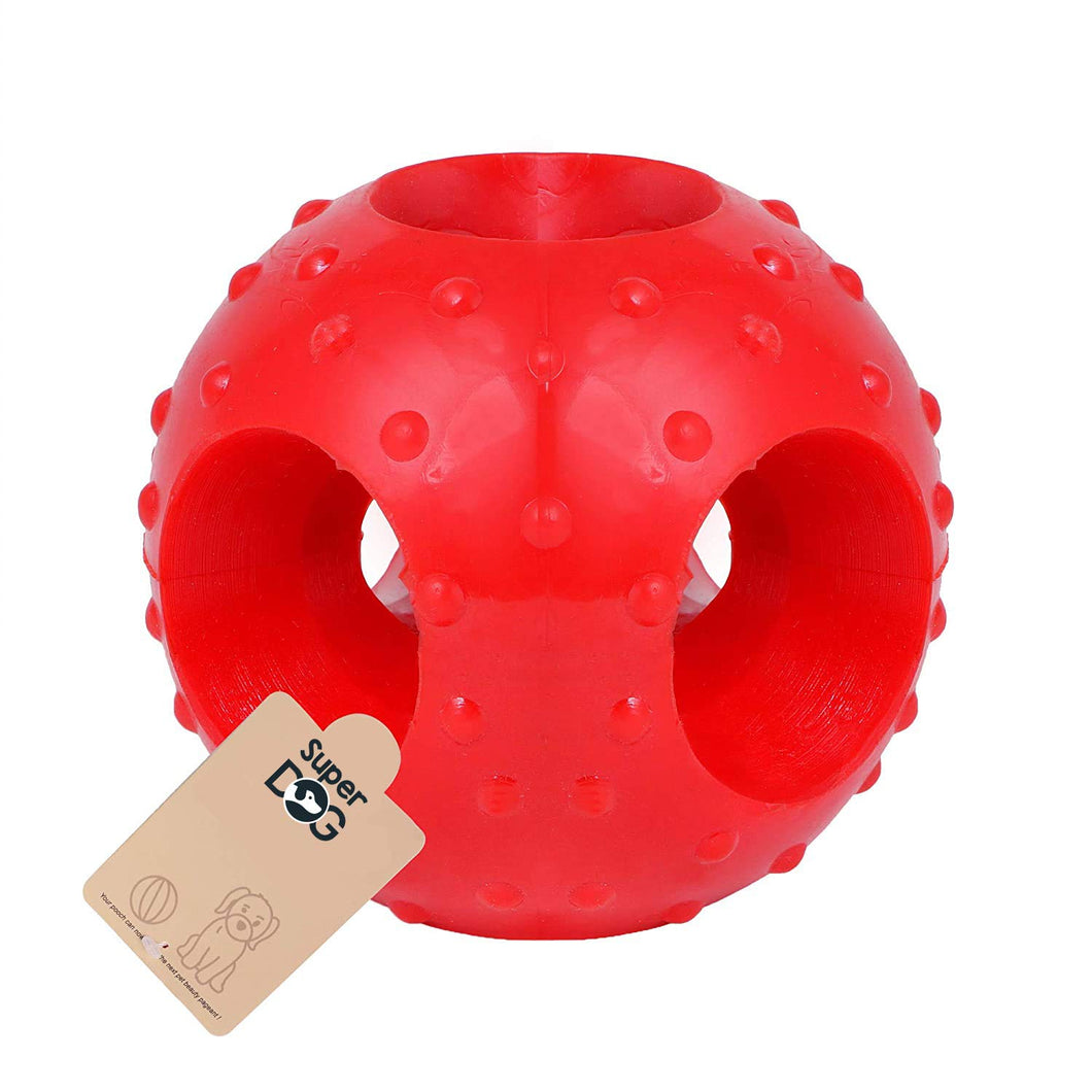 Pawful Non-Toxic Rubber Hole Ball Chew Toy, Puppy/Dog Teething Toy