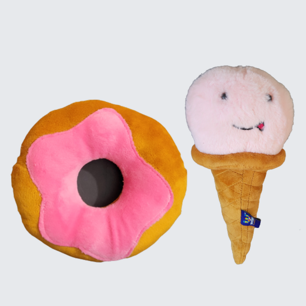 Icecream plush toy,squeaky donut toy & Dog Chocolate
